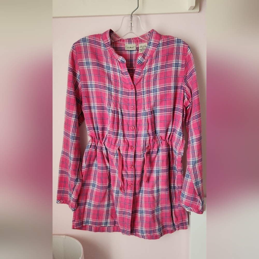 Pink Plaid Flannel LL Bean Button-Up Shirt